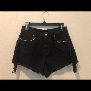 NEVER WORN High-waisted Black Denim Shorts